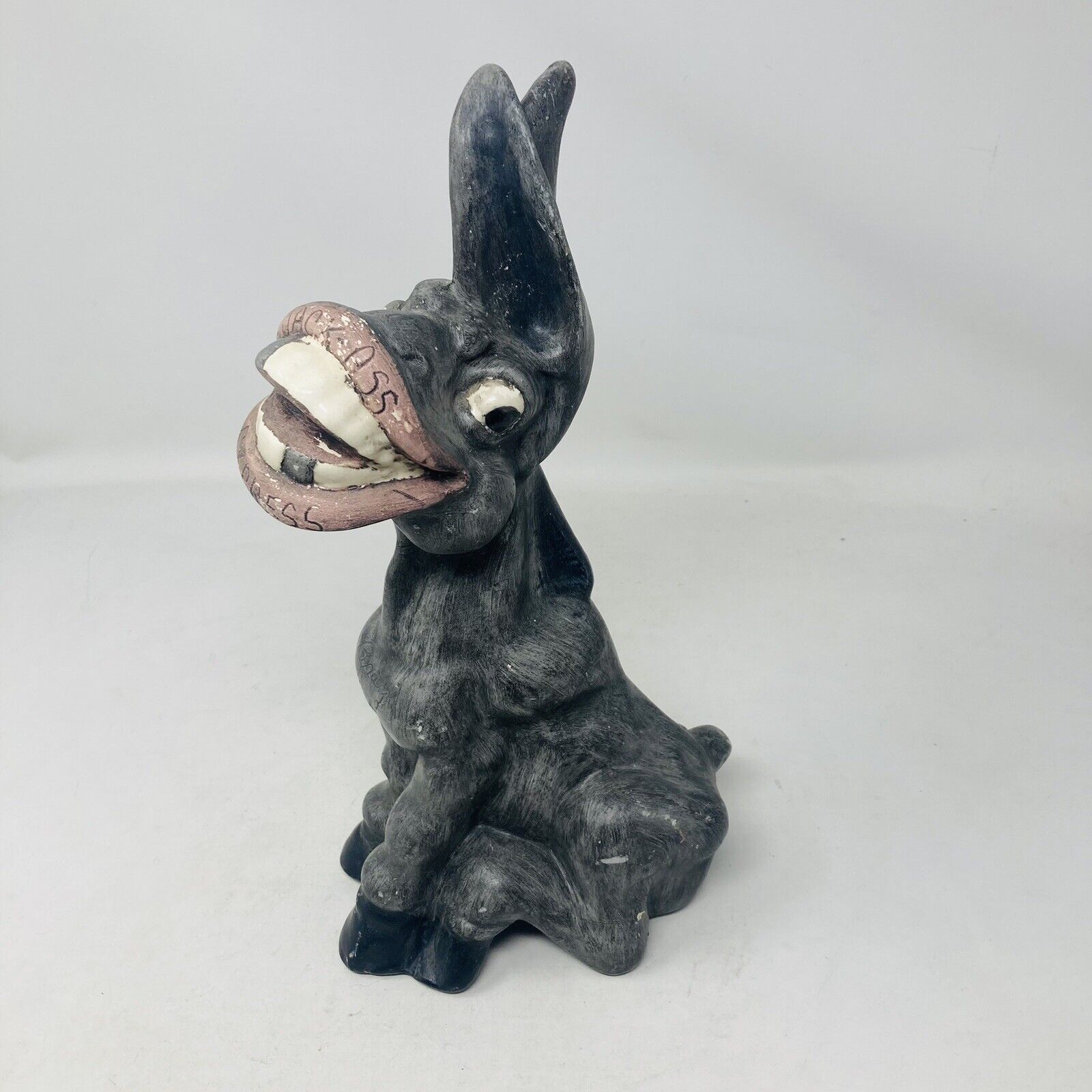 Donkey Mule 9” Laughing Handmade Chalkware Painted Sculpture Democrat Solid