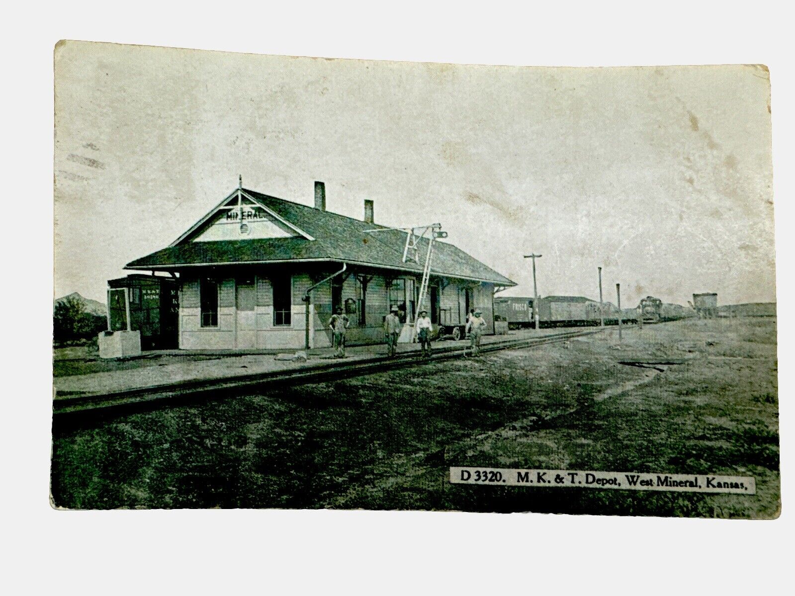 Postcard KS West Mineral Kansas-M.K.& T. Depot -Vintage 1909