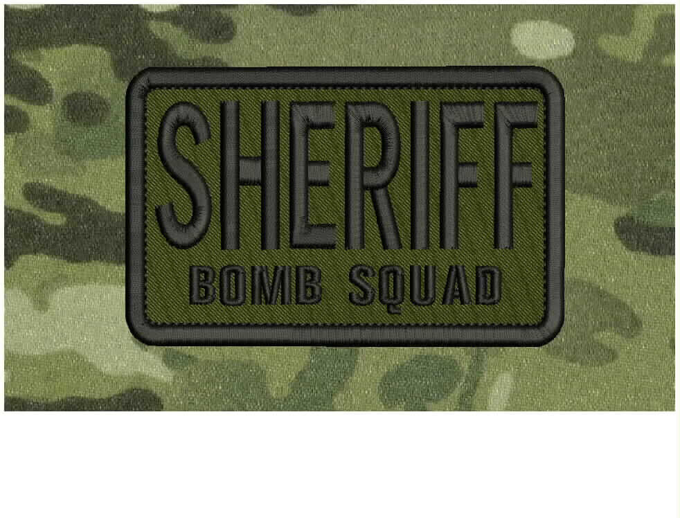 SHERIFF BOMB SQUAD embroidery patches 5x3\'\' hook black letters
