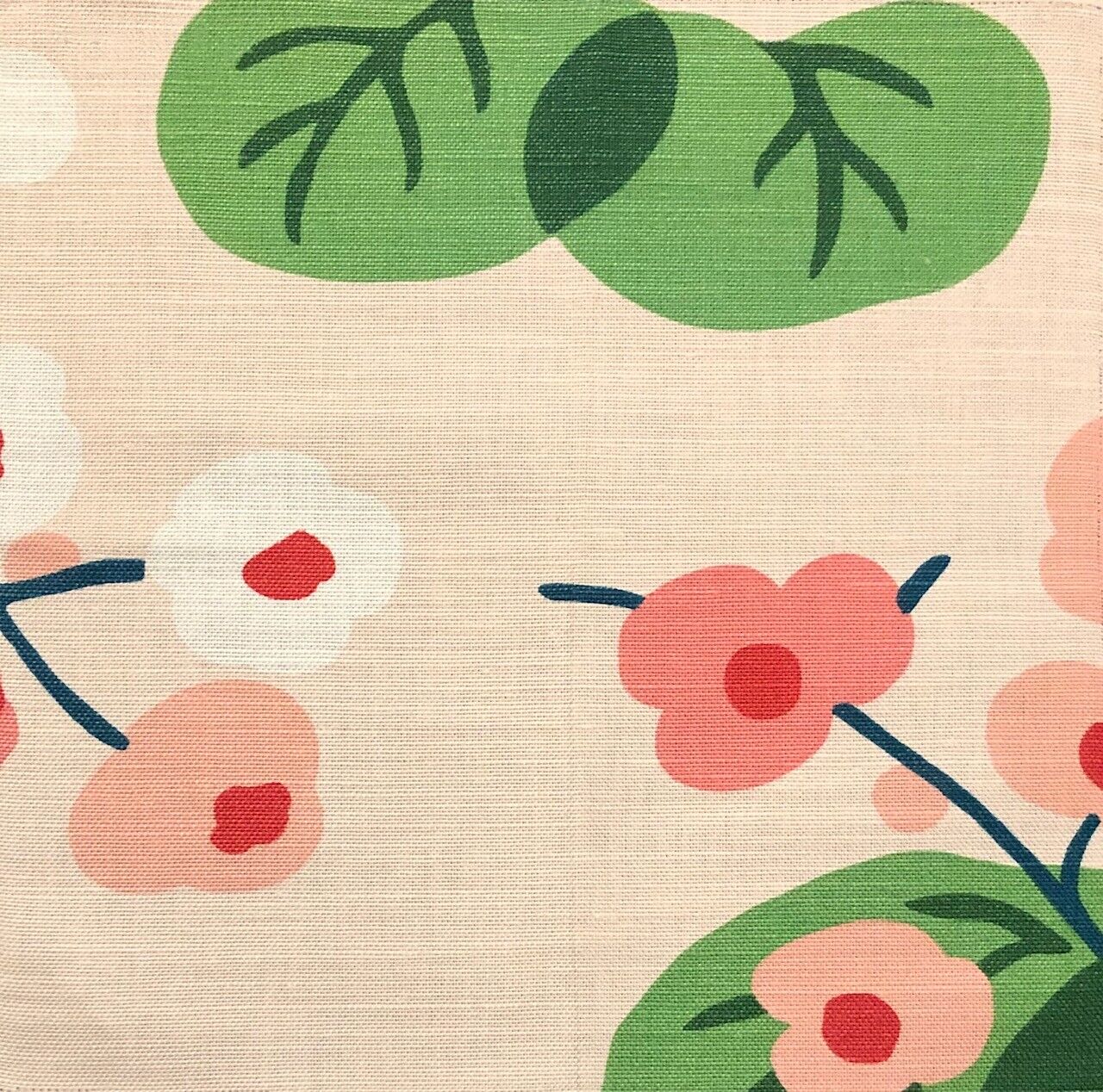 SCHUMACHER Saku Pink Floral Linen Cotton Linen Remnant New 