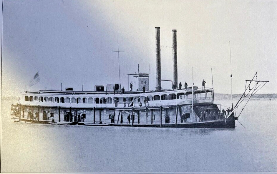 1912 Vintage Illustration Mosquito Fleet Gunboat No. 54 The Nymph & Queen City