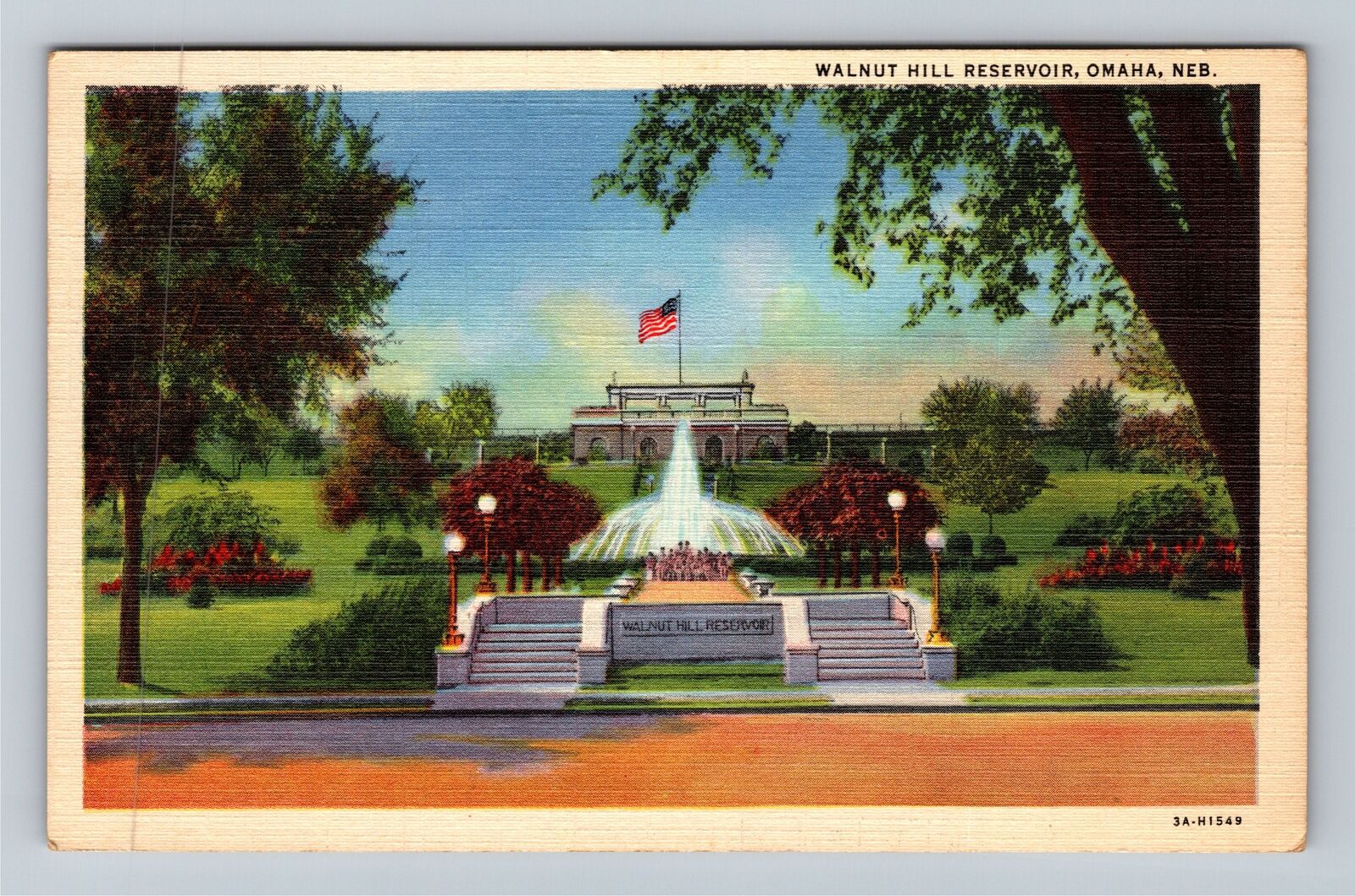 Omaha NE-Nebraska, Walnut Hill Reservoir Vintage Souvenir Postcard