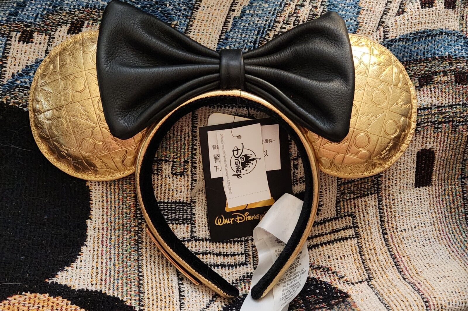 Disney Parks WDW 50th Anniversary Loungefly Gold Leather Luxe Ears Headband NWT 