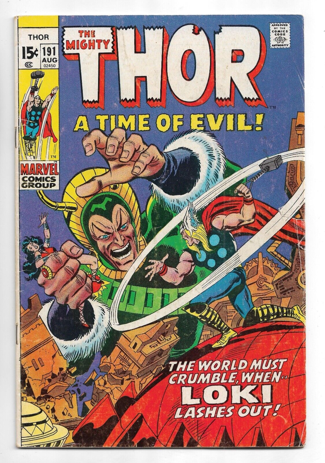 Thor #191 Marvel Comics 1971 John Buscema art / Loki / Odin / 1st Durok