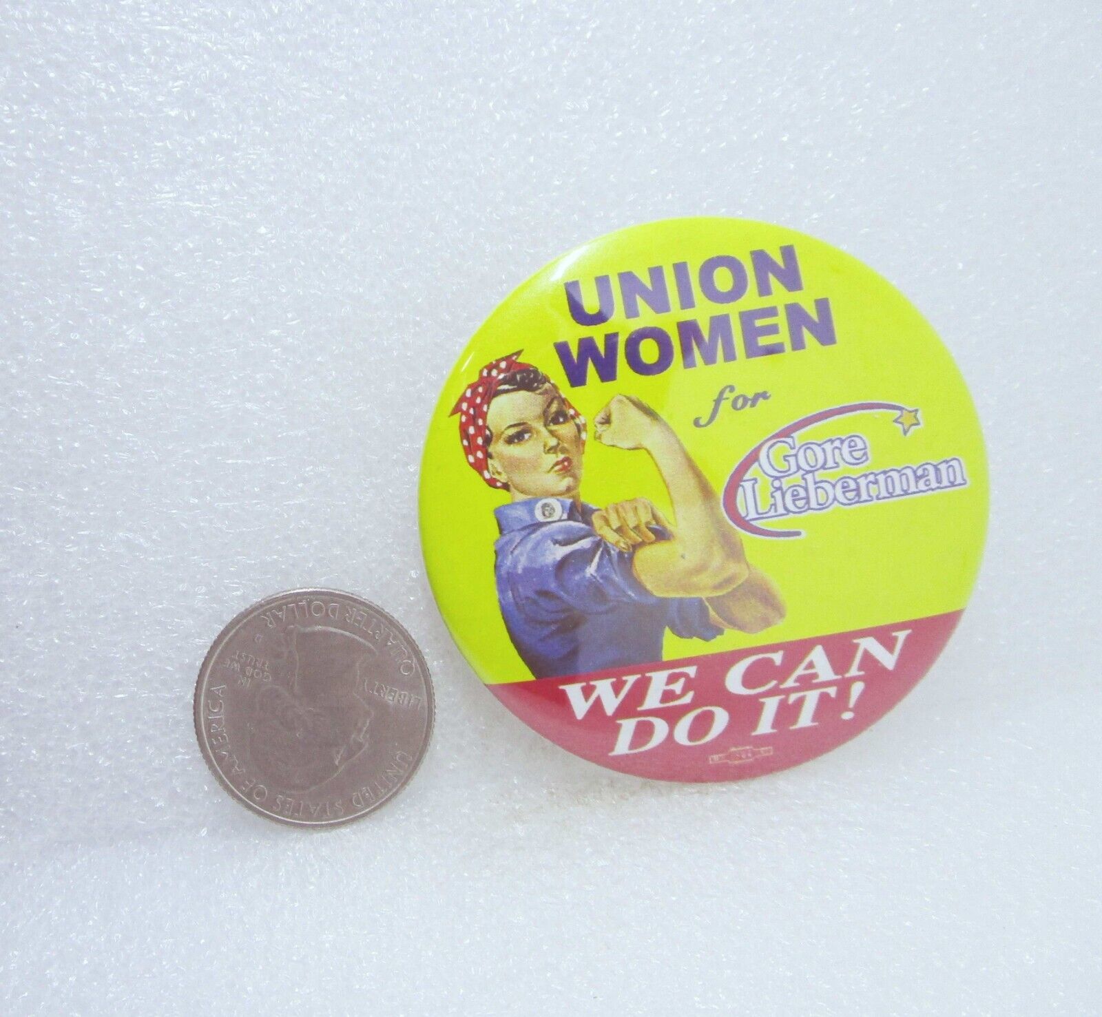 Union Women For Gore Lieberman Political Button Pin