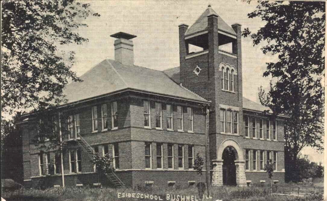 1911      BUSHNELL      Illinois IL    E. Side School    postcard