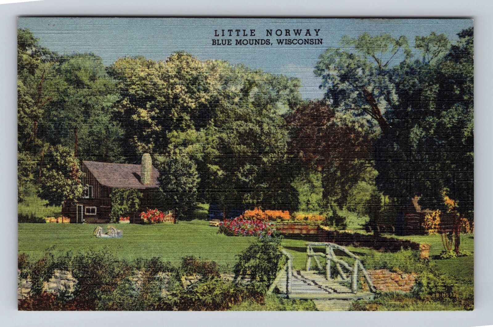 Blue Mounds WI-Wisconsin, Little Norway, Scenic View, Vintage Souvenir Postcard