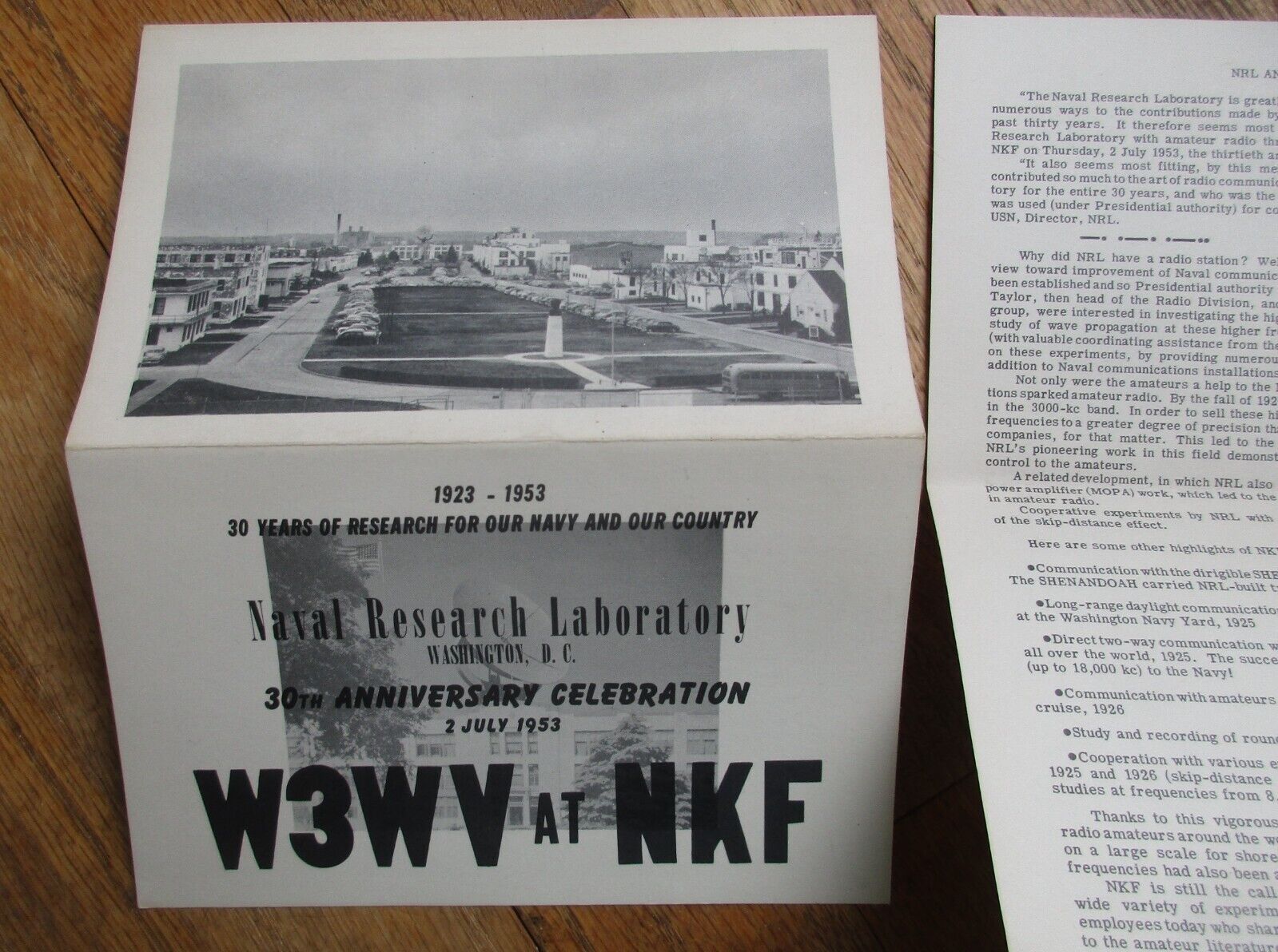 NRL - Naval Research Laboratory - W3WV at NKF - 30th anniversary card