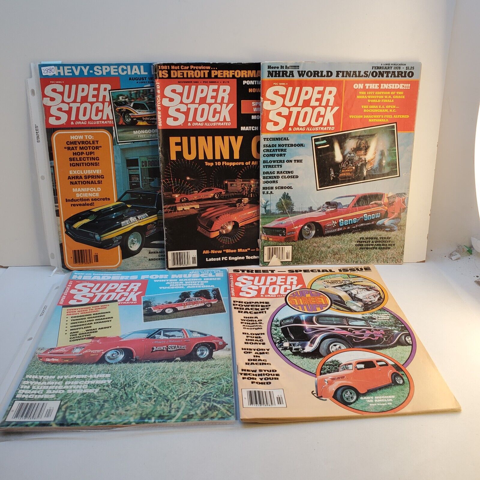 Super Stock & Drag Illustrated Magazine Lot Of 5 1970's & 1980's Good Condition