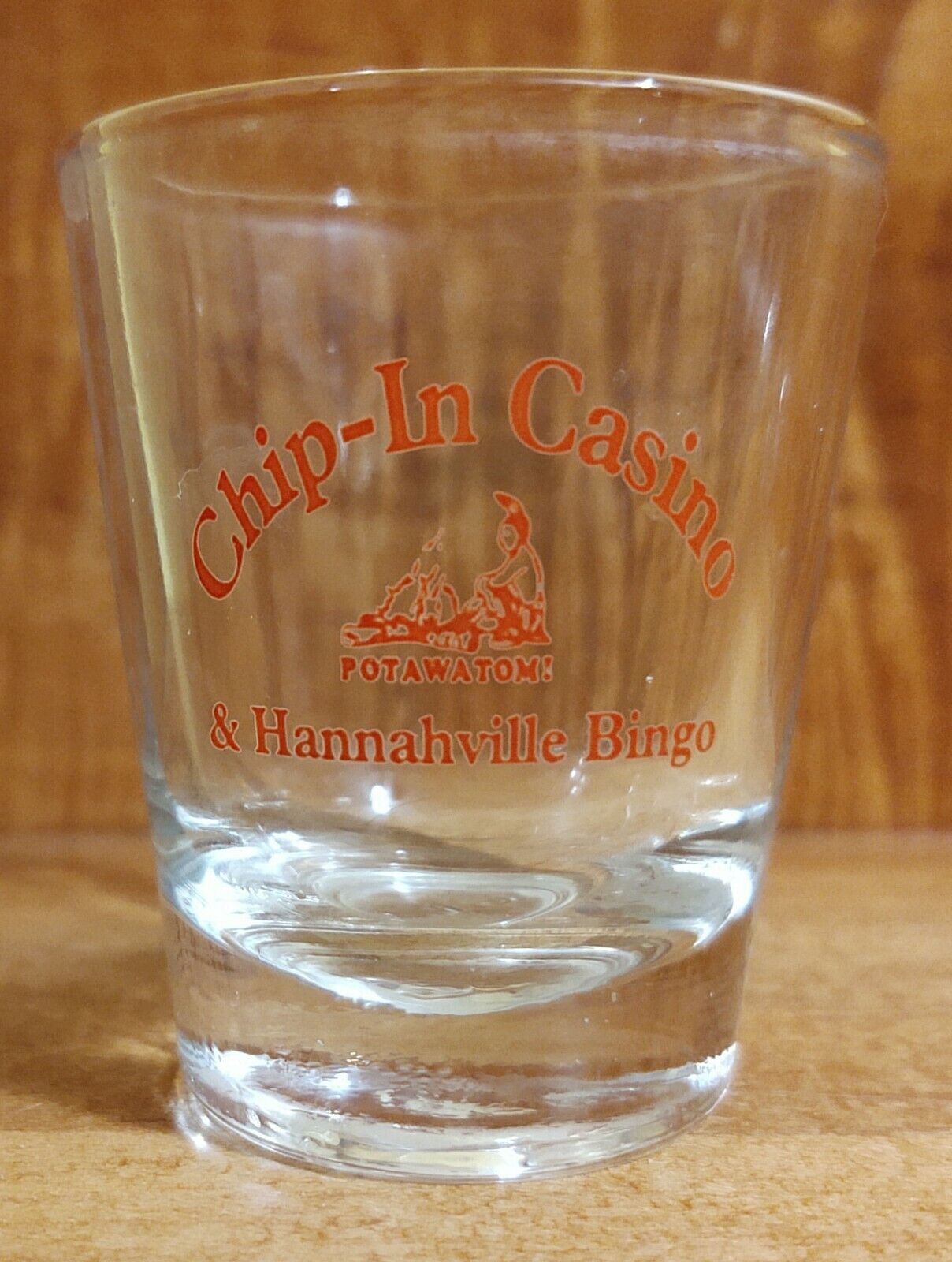 Chip-In Casino & Hannahville Bingo Potawatomi shot glass 