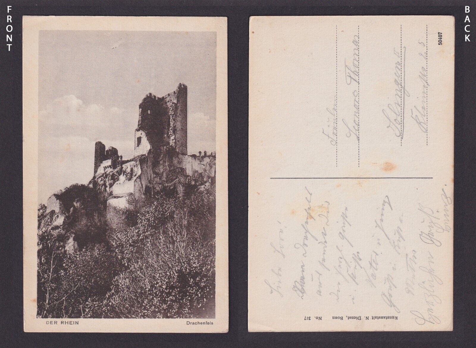NETHERLANDS 1918, Vintage postcard, Drachenfels, Unposted