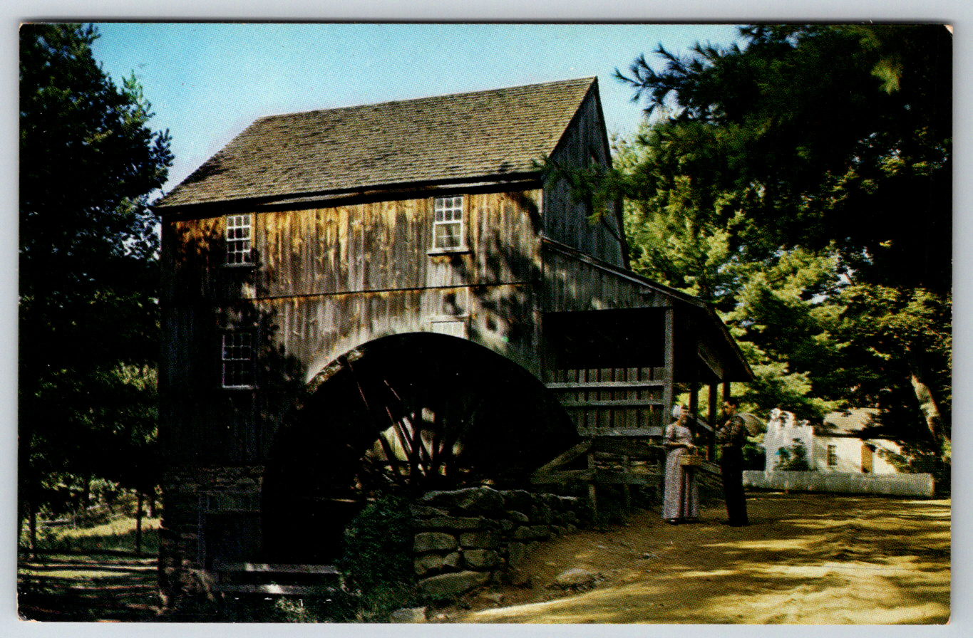 c1960s Wight\'s Grist Mill Old Sturbridge Village Hebron CN Vintage Postcard