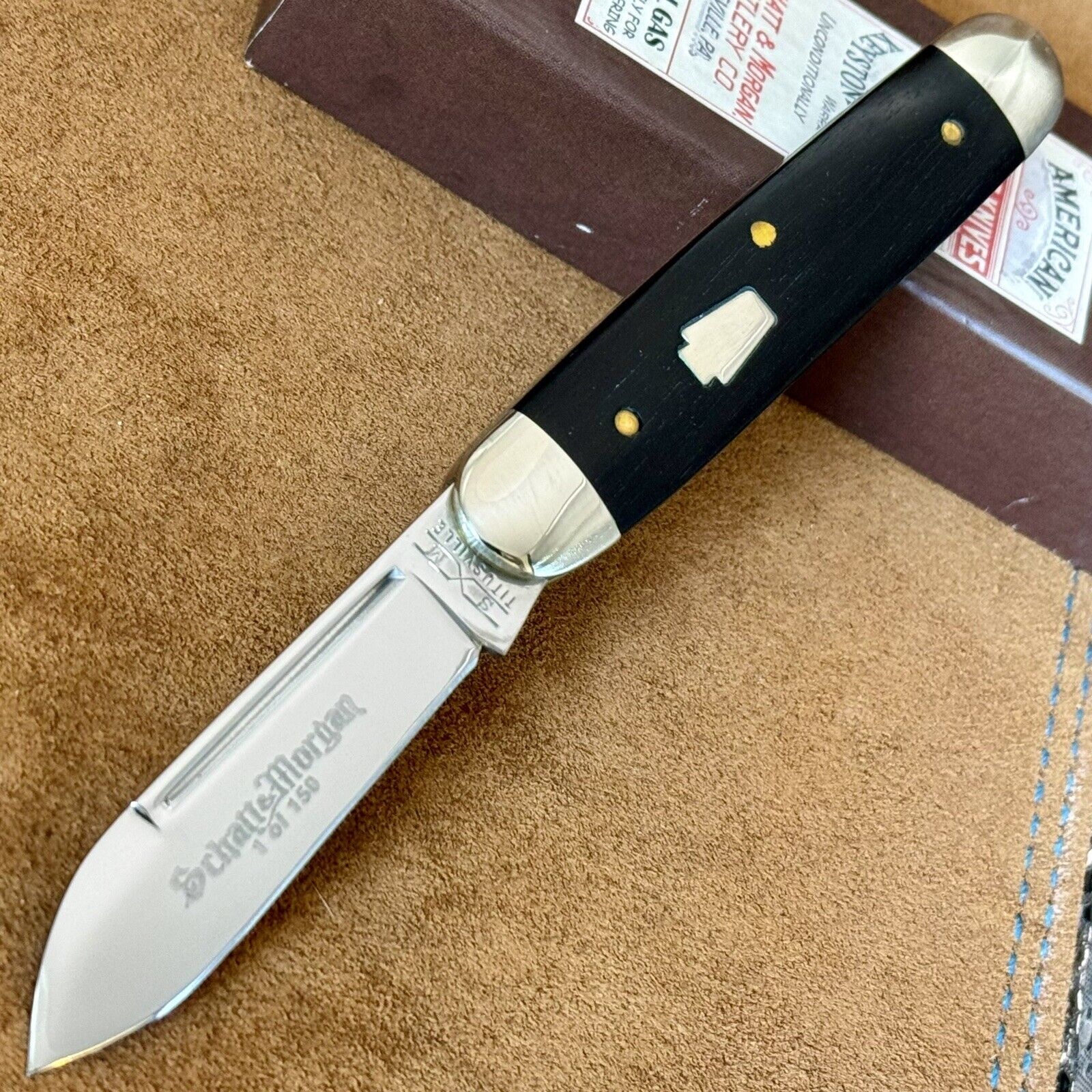 ✨Schatt & Morgan Queen Cutlery USA # 99 Ebony Wood Equal End Jack Knife