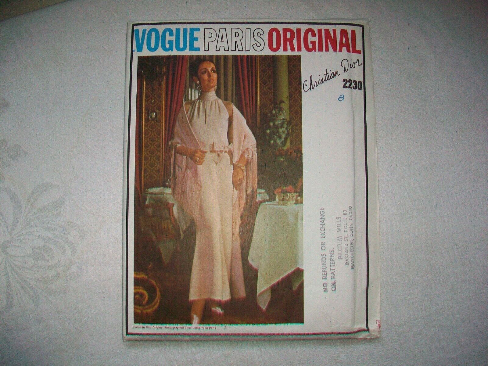 Vogue Paris Original Christian Dior Evening Dress Pattern #2230 size 8 vintage