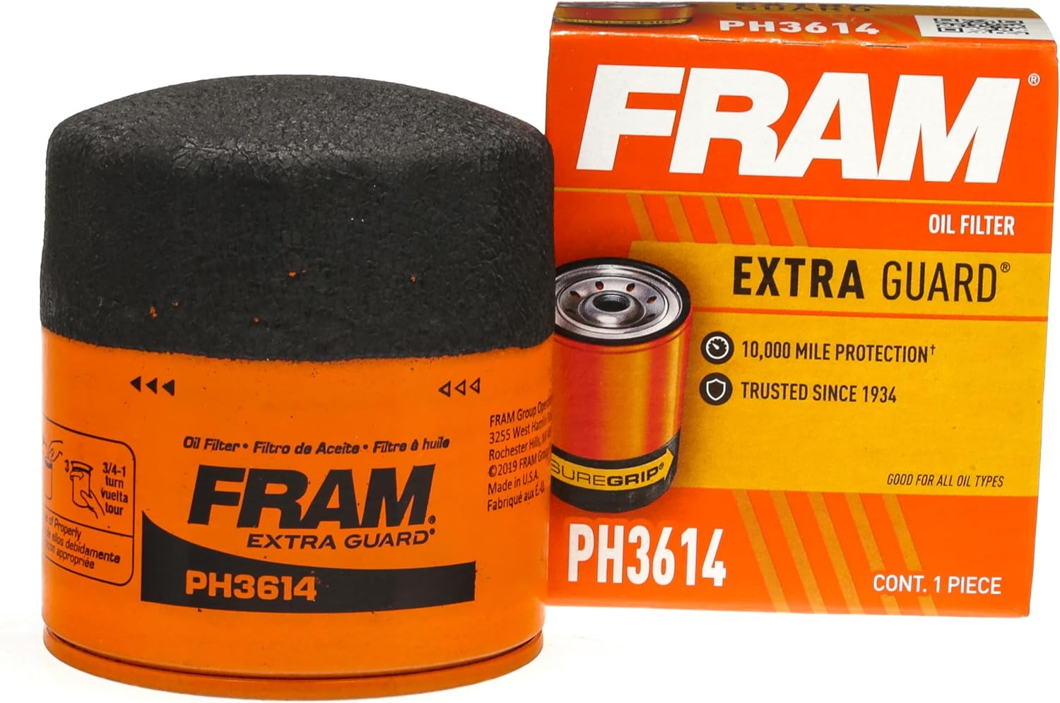 Extra Guard PH3614, 10K Mile Change Interval Spin-On Oil Filter