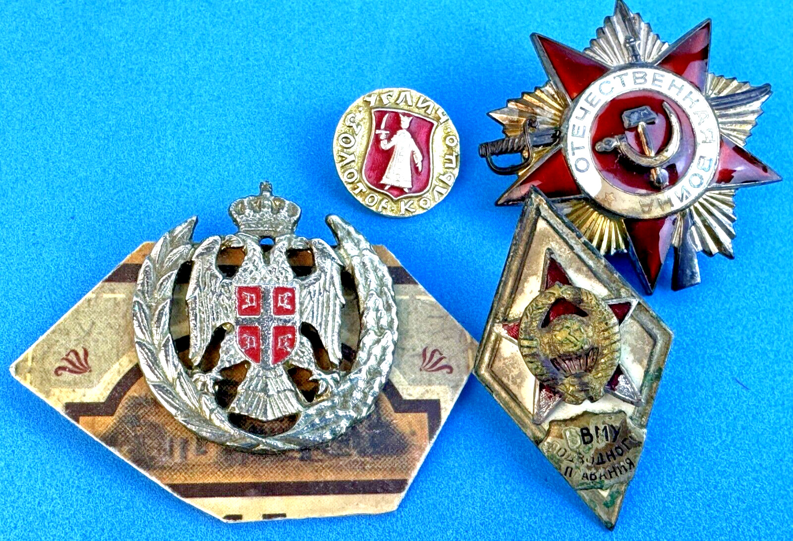 4 Rare  Genuine Russian Military Badges / Pins