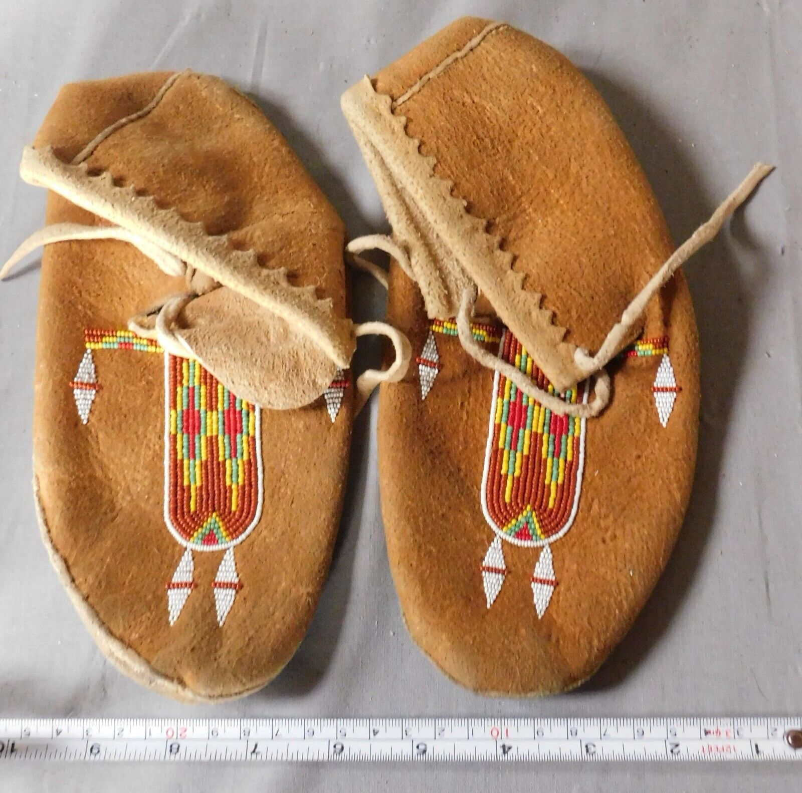 Antique Native American beaded moccasins Shoshone leather deerskin Bannock Crow