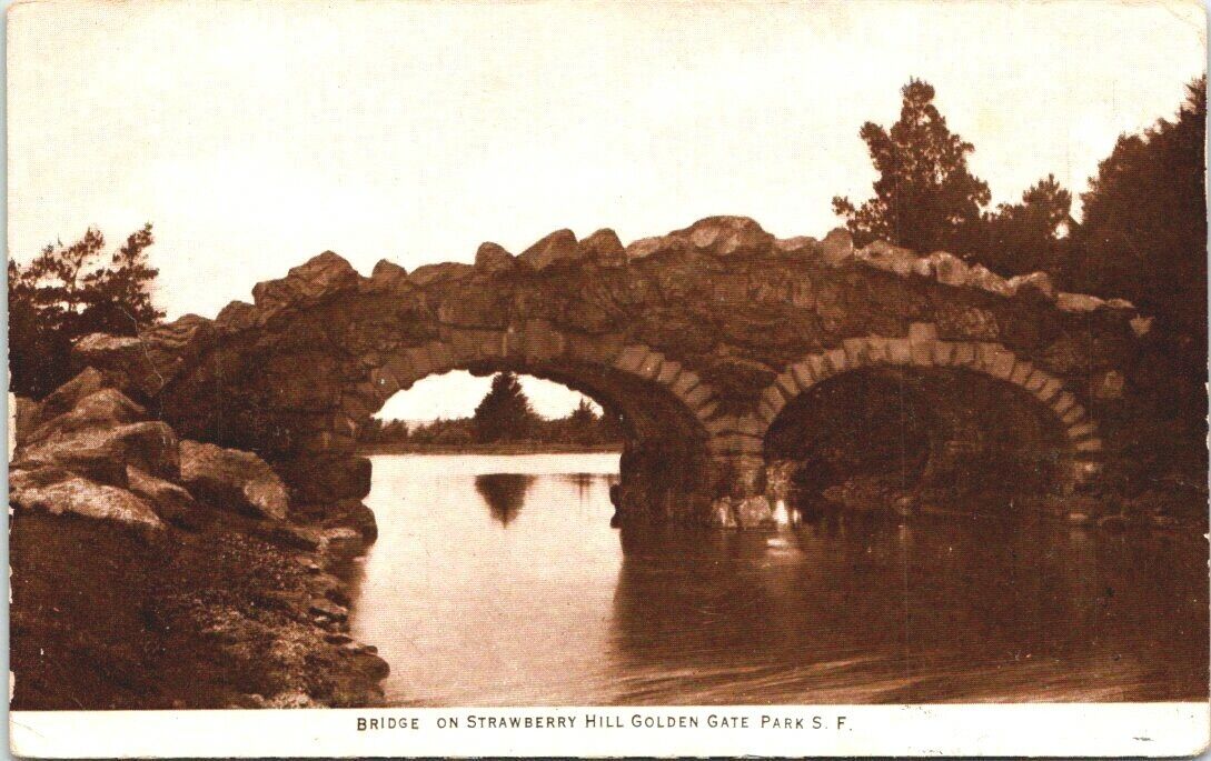 Vintage San Francisco California CA Golden Gate Park Stow Lake Bridge 1908