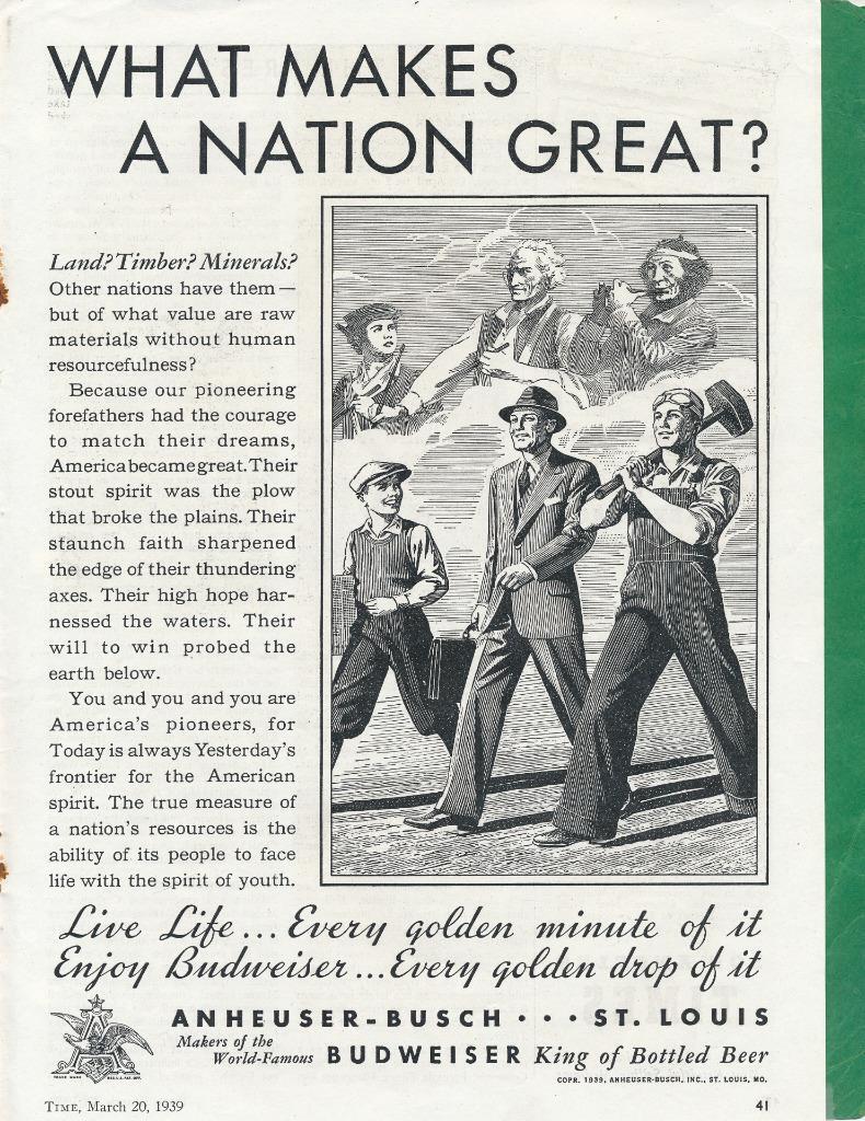 Magazine Ad - 1939 - Budweiser Beer