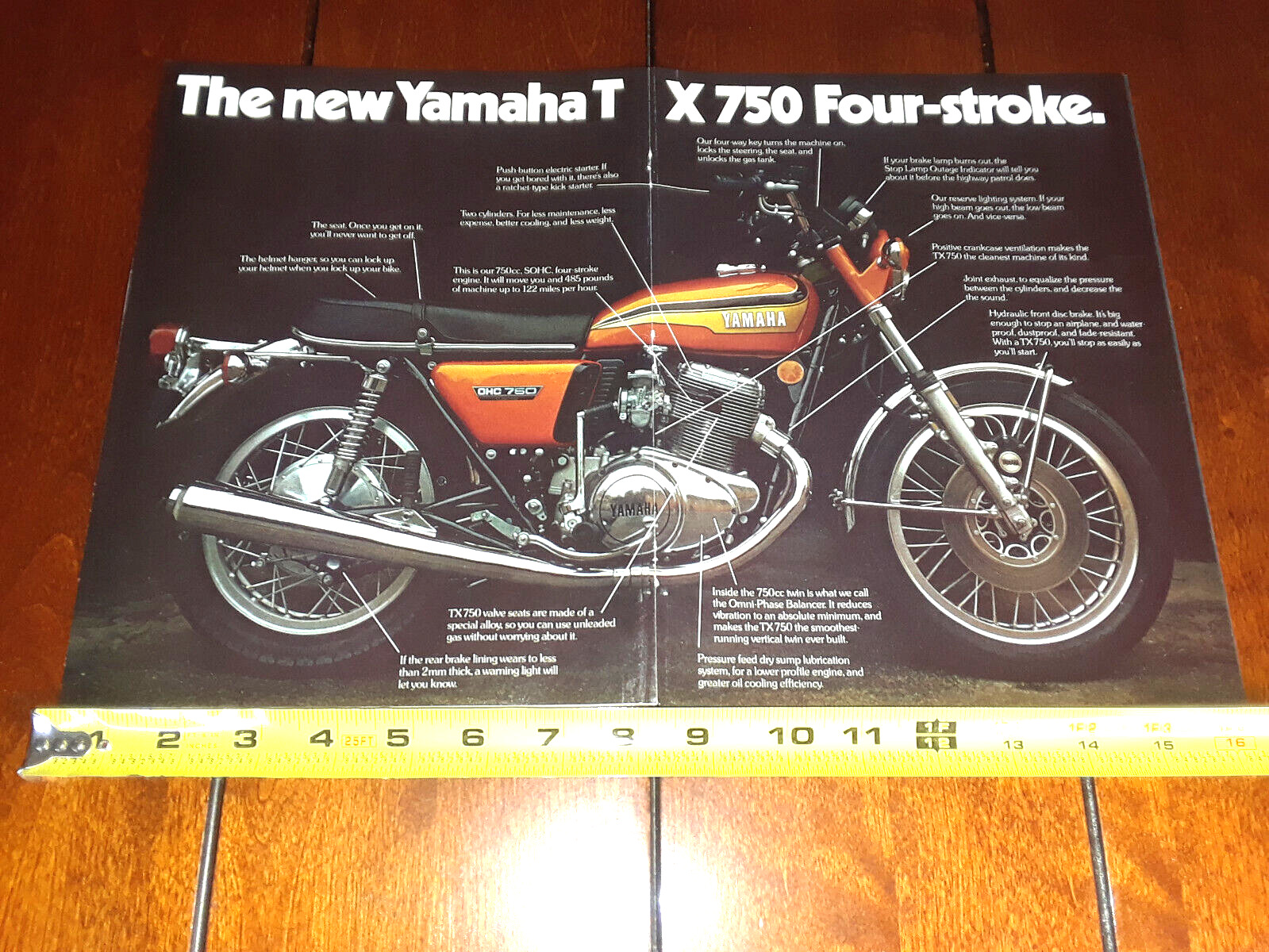 1973 YAMAHA TX 750 ORIGINAL 2 PAGE AD