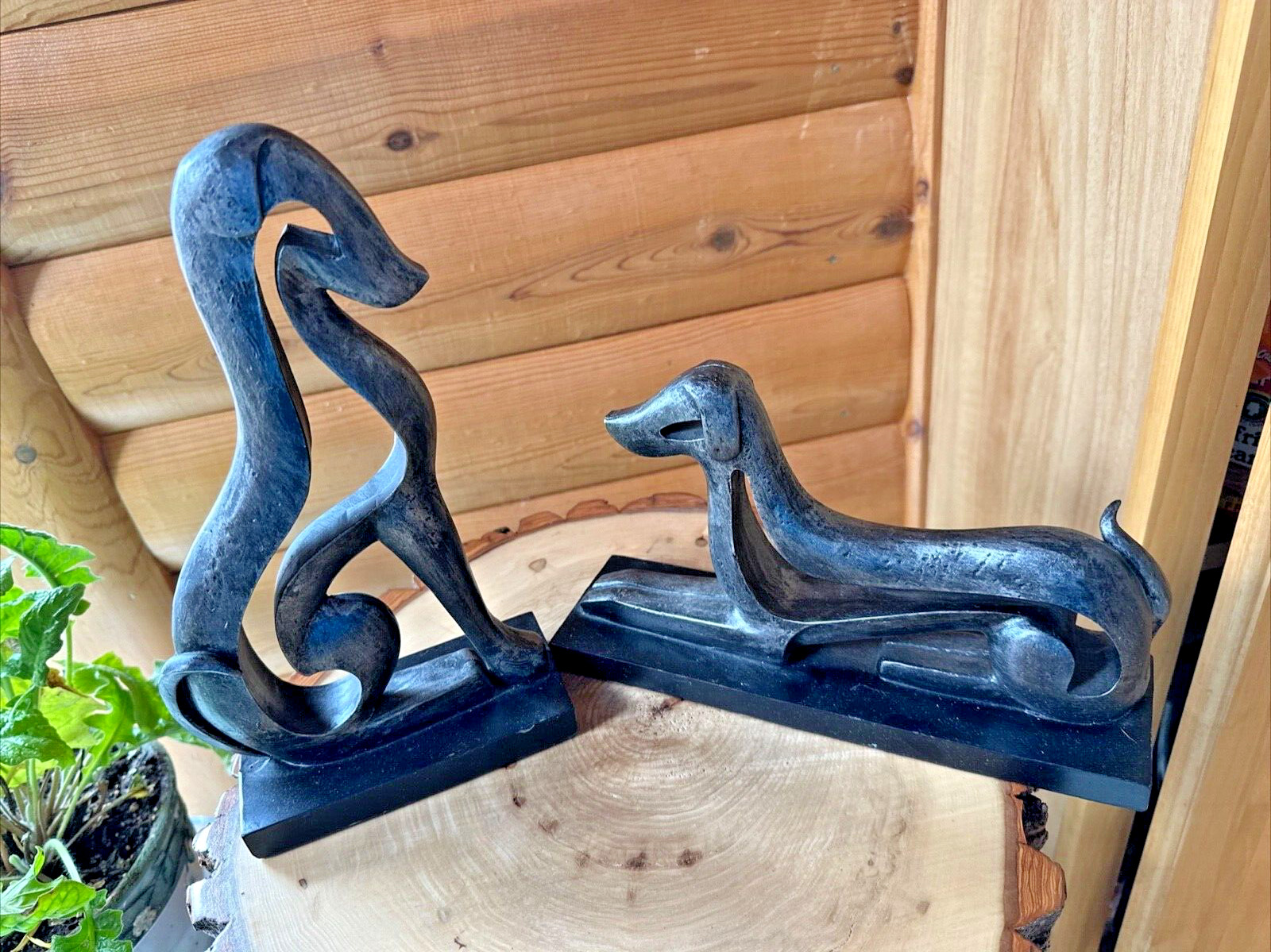 Italian Greyhound Wooden Decor  Two Resting & Sitting Figures
