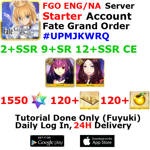 [ENG/NA][INST] FGO / Fate Grand Order Starter Account 2+SSR 120+Tix 1580+SQ #UPM