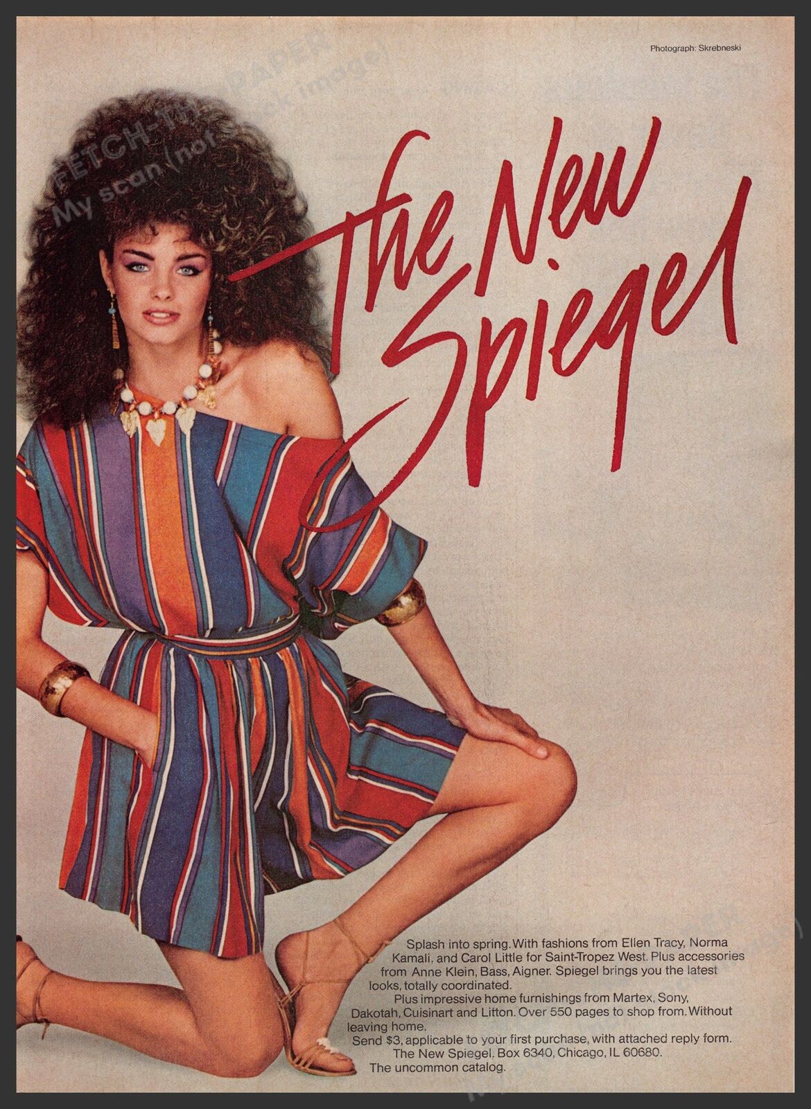 Spiegel Fashion 1980s Print Advertisement 1982 Legs BIG Hair
