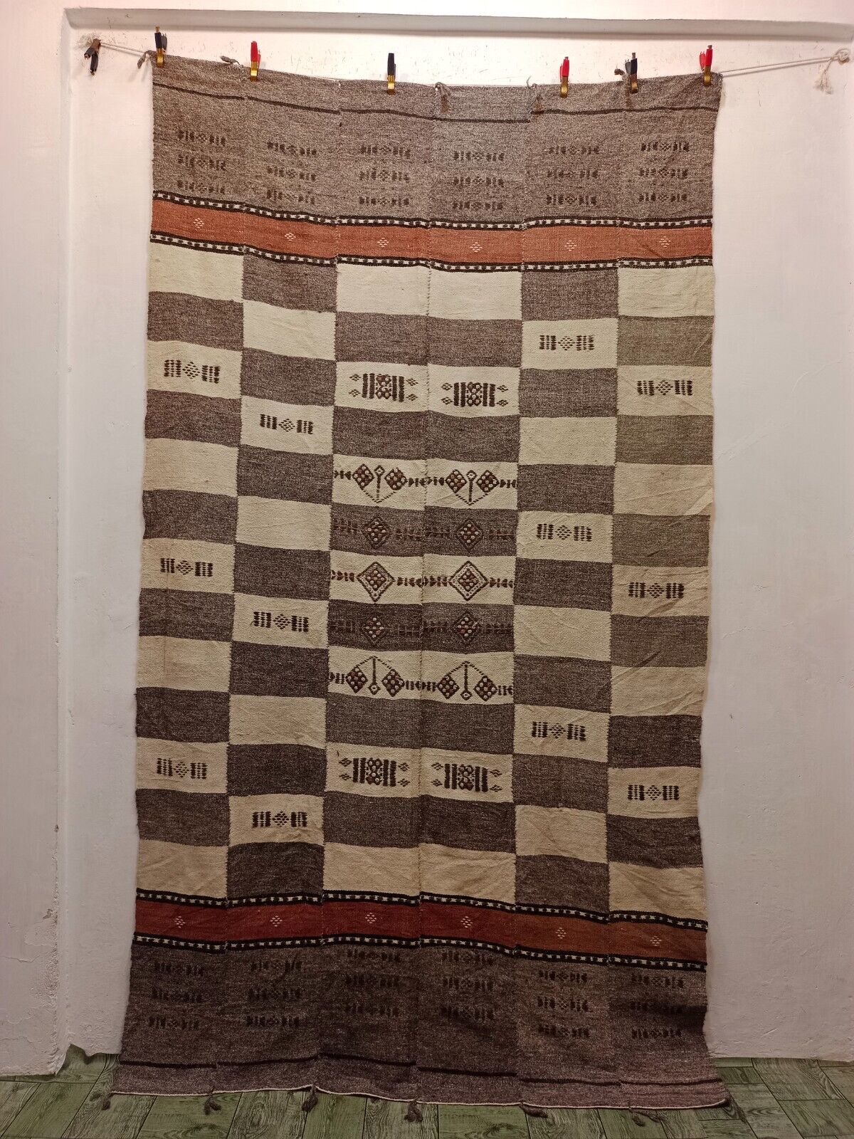 Vintage Gorgeous Hand Woven African Mali Fulani Khasa Blanket 220×129 Cm
