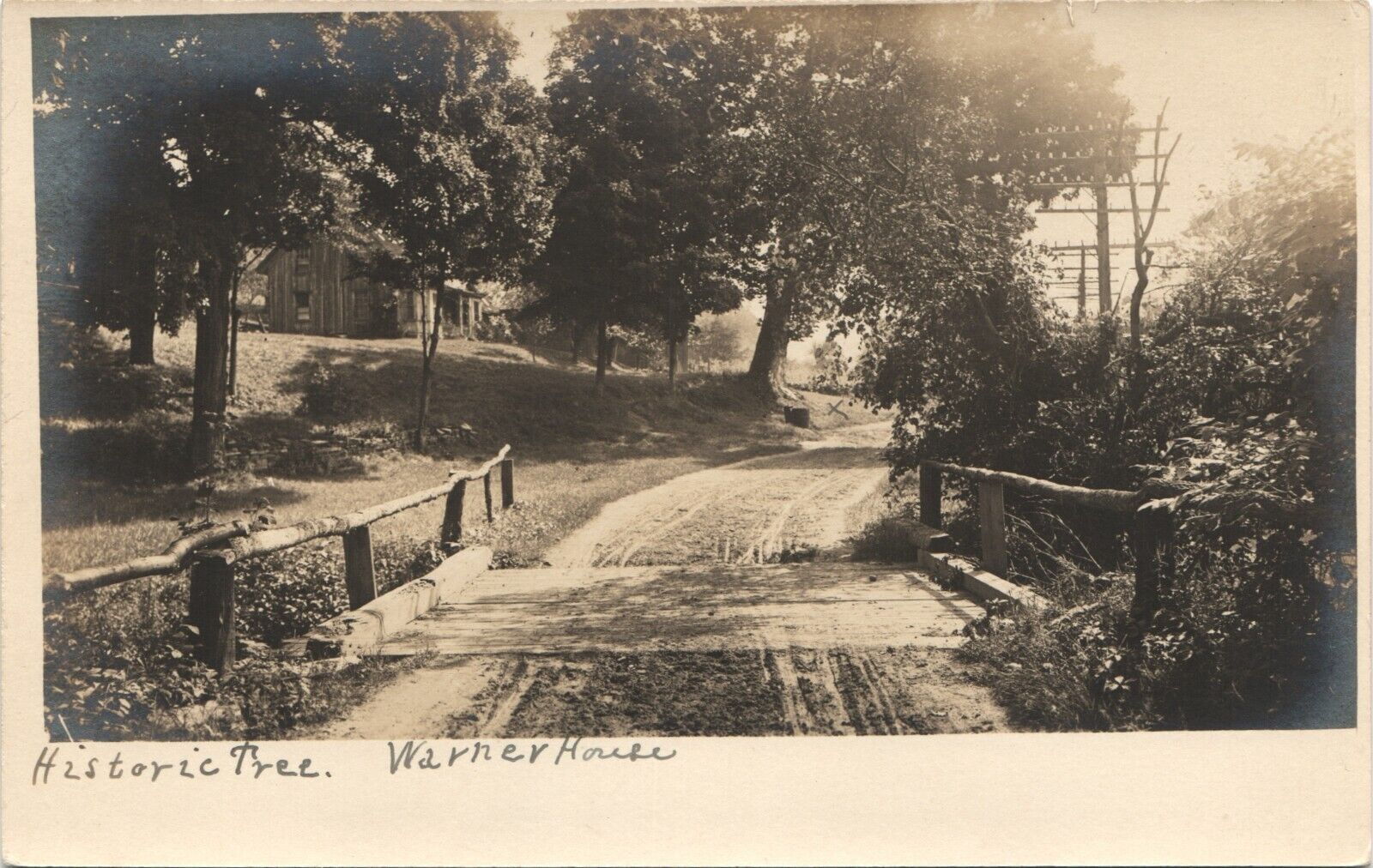 WOOD BRIDGE WINDING ROAD antique real photo postcard rppc HISTORIC SCENE c1910