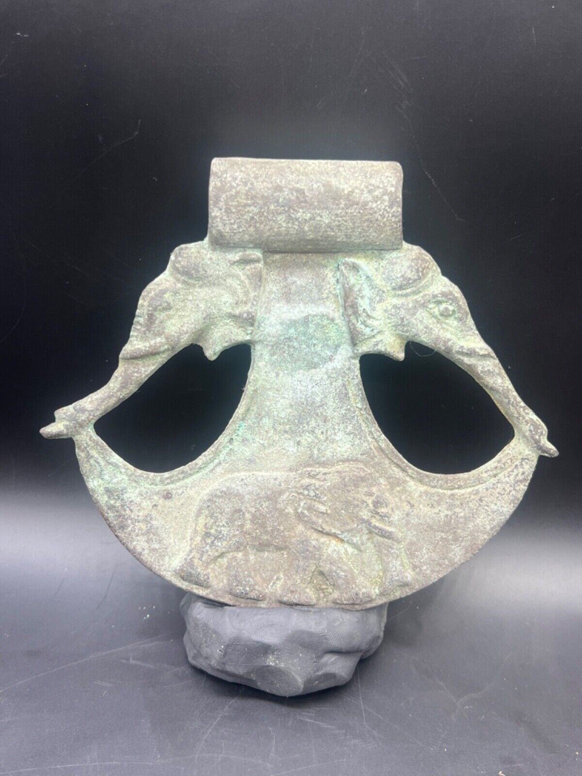 Ghandhara Era Very Old Beautiful Bronze Axe With Elephant Animals On Sides