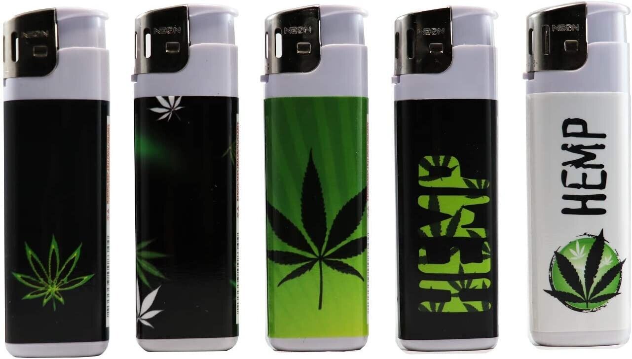Neon Electronic Disposable Lighters, Assorted Design - 5 pack -  