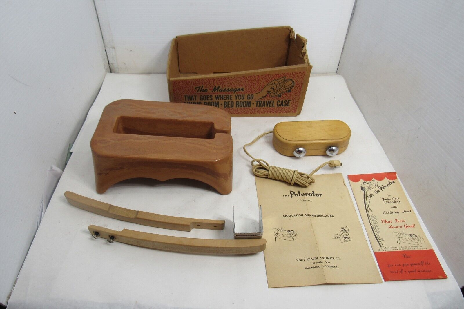 1950\'s Vogt Health Massager Polarator Works Vintage Twin Pole Vibrators Heat