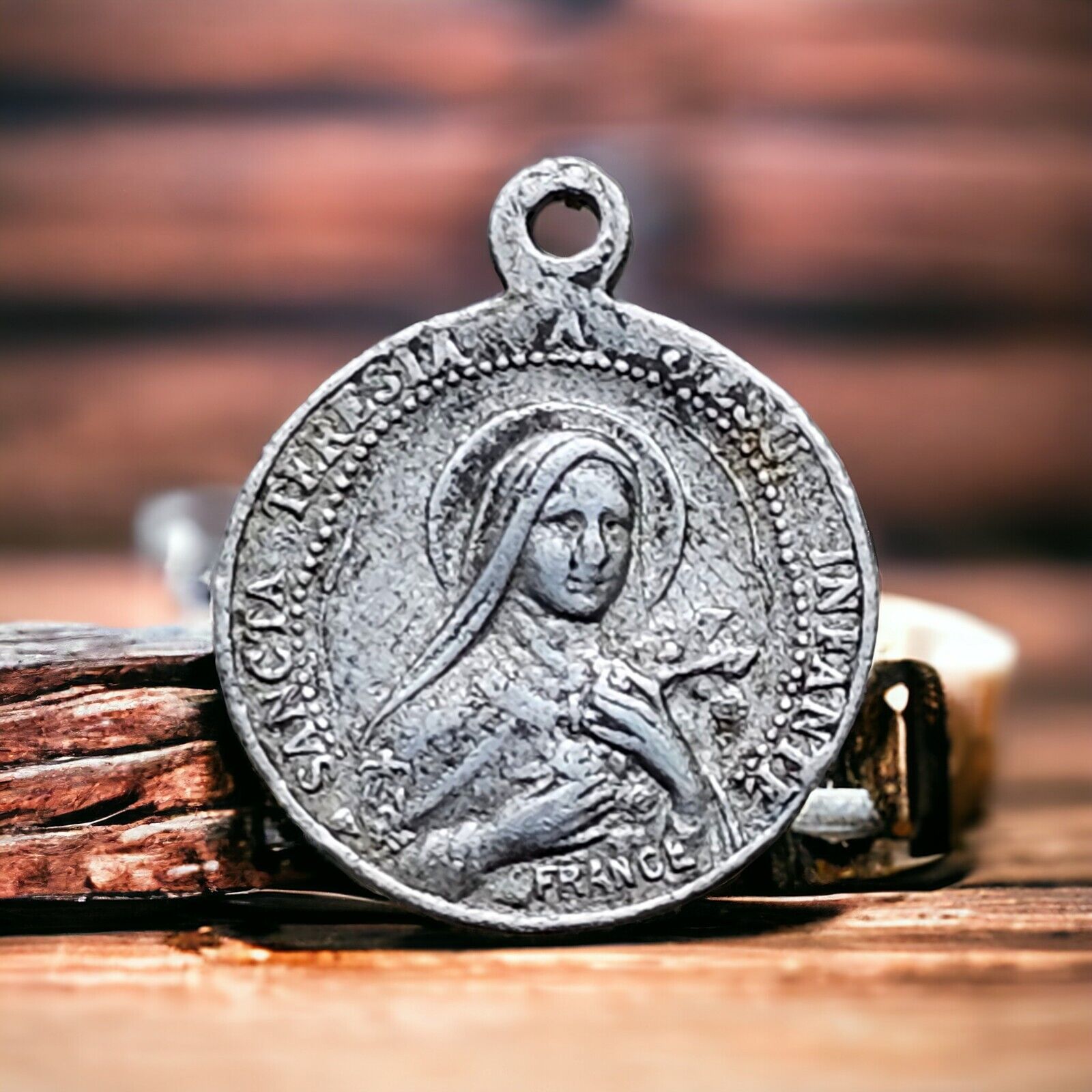 Old Vintage Catholic St. Thetese Charm Medal