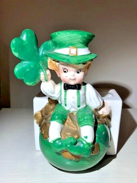 Vintage Lefton Ceramic Planter St. Patrick’s Day Irish Leprechaun Pixie