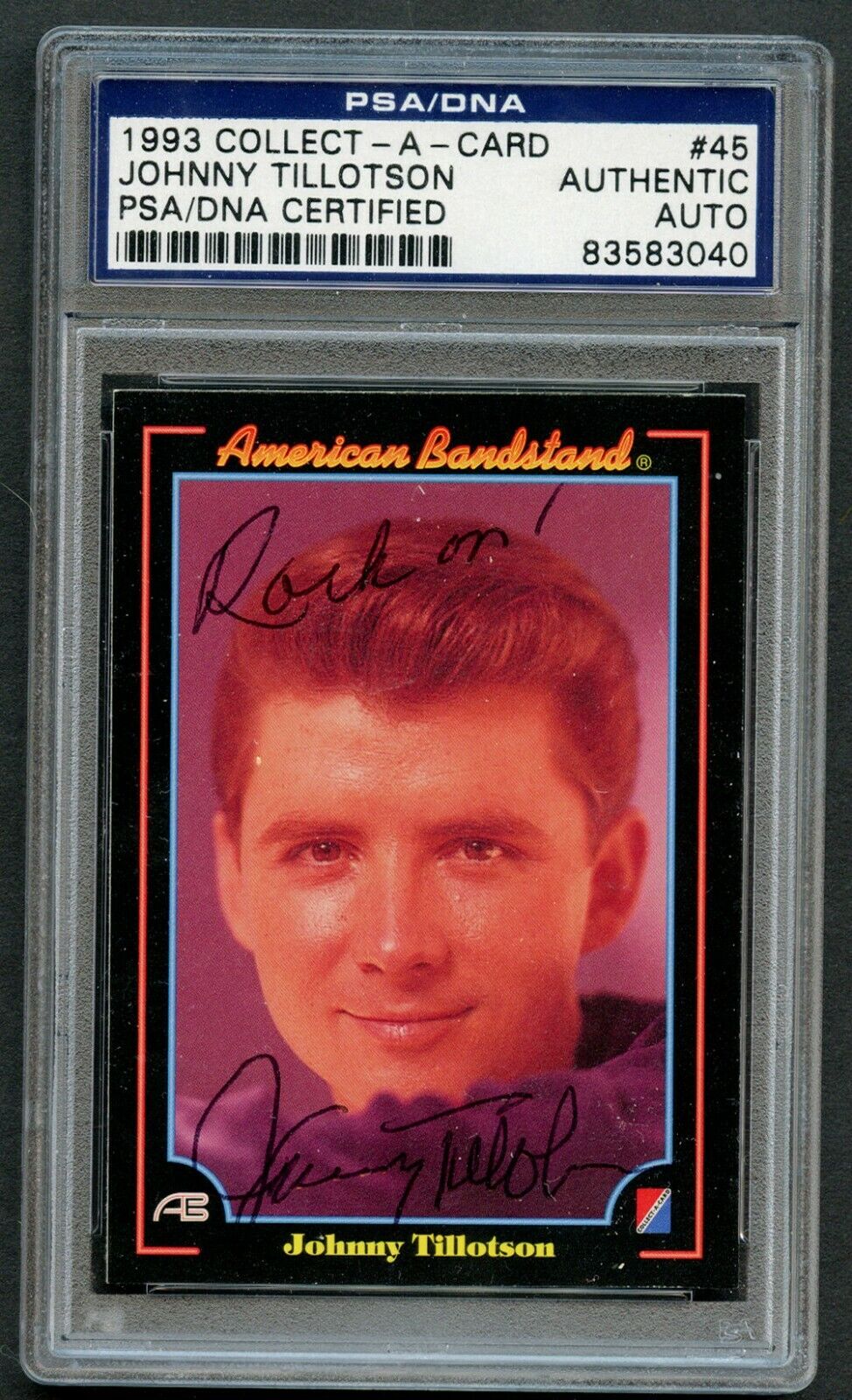 Johnny Tillotson 1993 American Bandstand card signed autograph auto PSA Slabbed