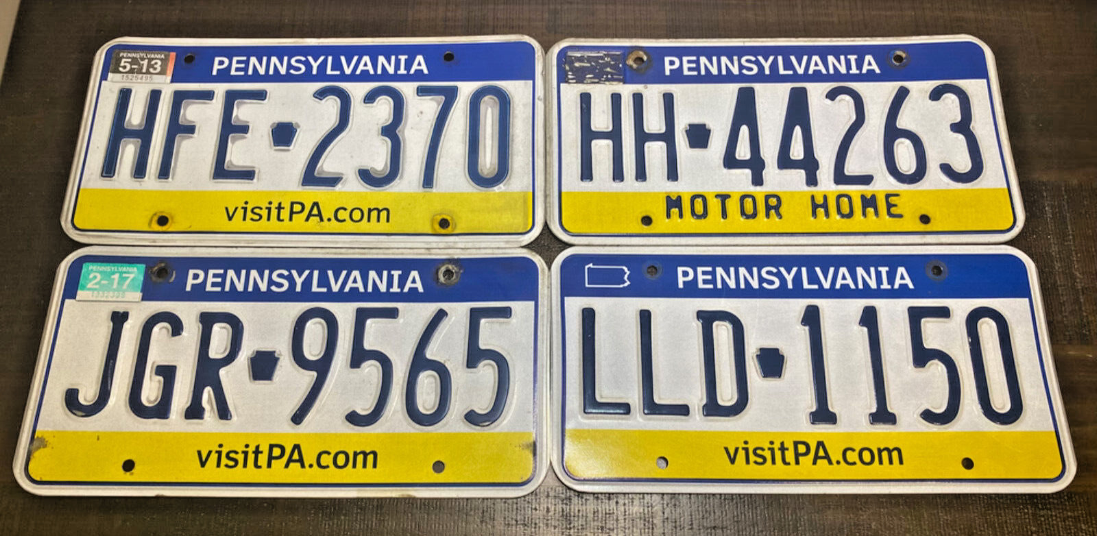Lot of 4 Pennsylvania License Plates Expired Passenger Vehicles and Motor Home