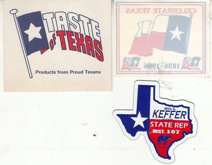 Vintage 1986 TEXAS Sticker / Magnet Lot - Celebrate Texas + Taste of Texas + 