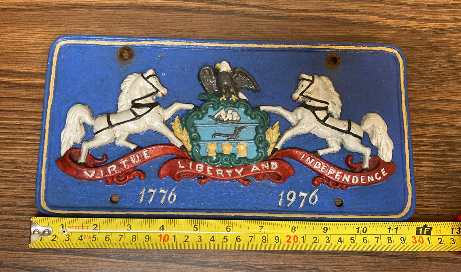 1976 Pennsylvania Bicentennial Virtue Liberty And Independence  License Plate