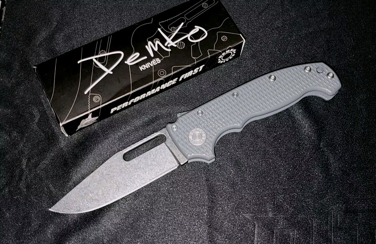 Demko Knives AD20 FULL SIZE Clip Point - Gray G10 / Slotted / CPM 3V- New