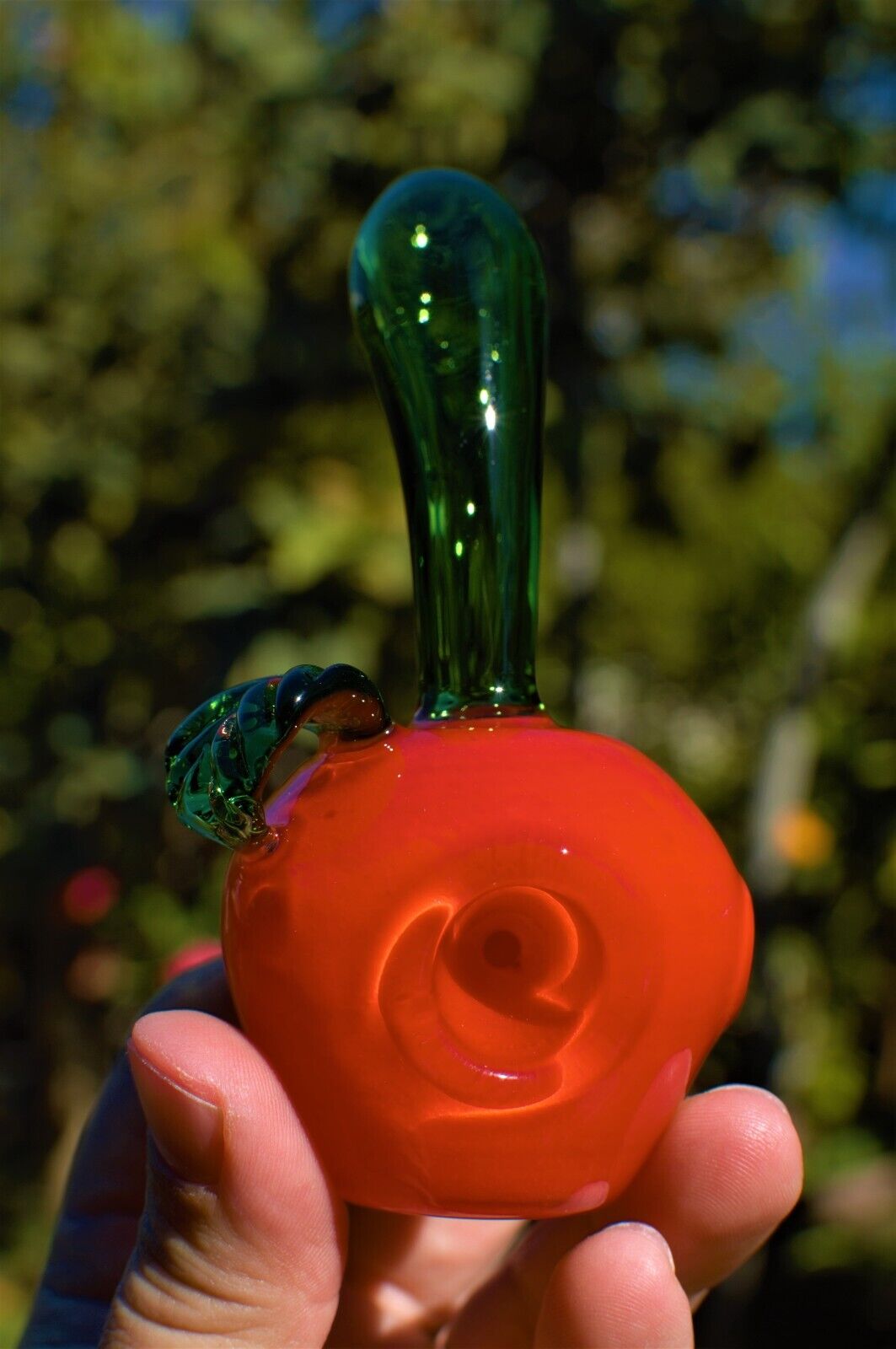 Red Apple Hand Glass Pipe, Bowl, Fruit Decor Collection, Unique Cute Pretty 14