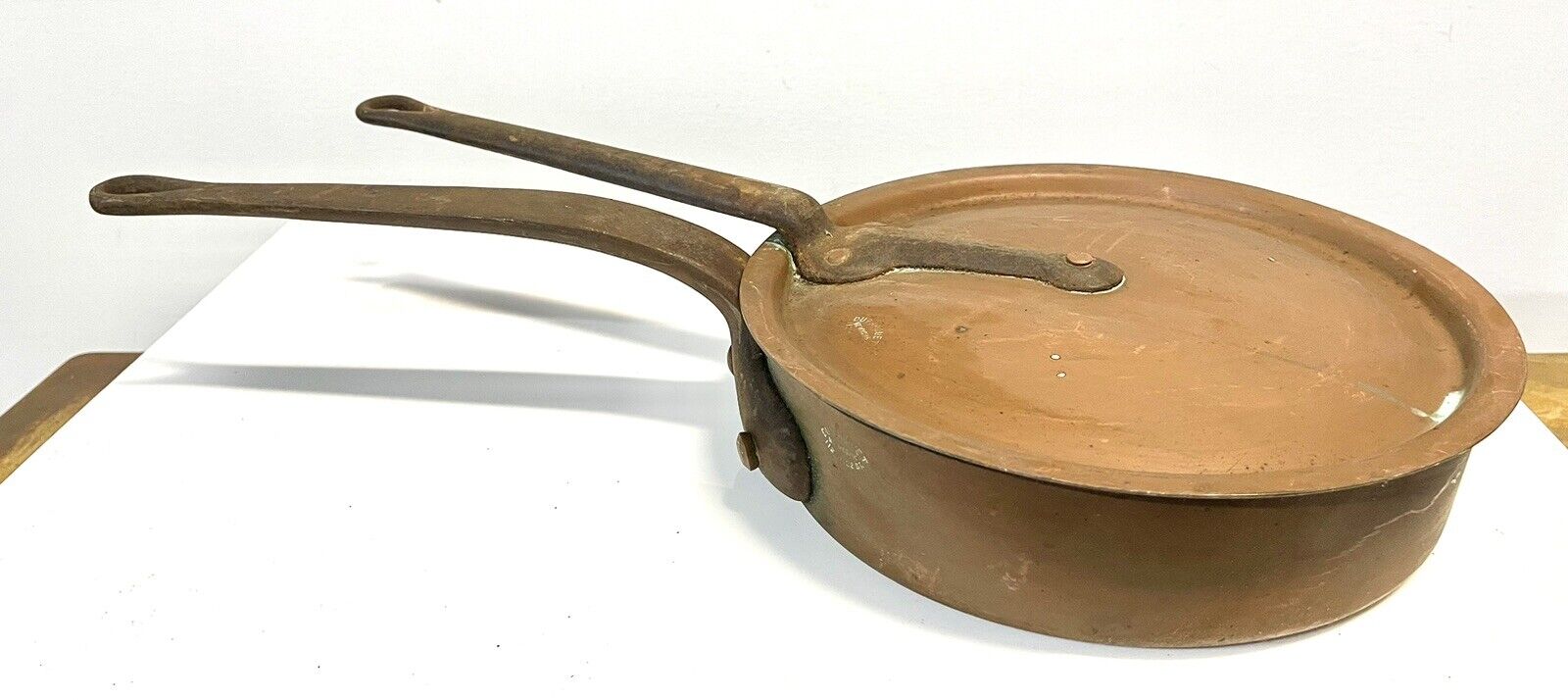 Antique Duparquet Copper Pan W/ Lid New York 110 W. 22nd St.  #9