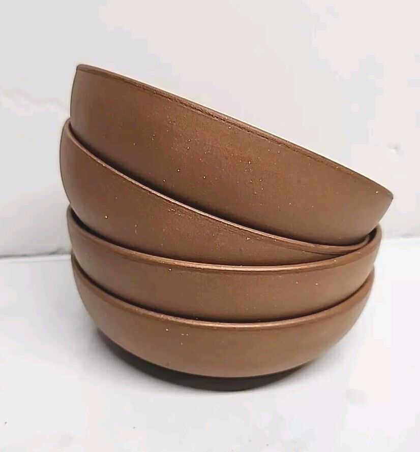 Four Vintage Wooden Agatized Bowls Ellingers Bowls #60 Sheboygan, WS USA 5-3/4\