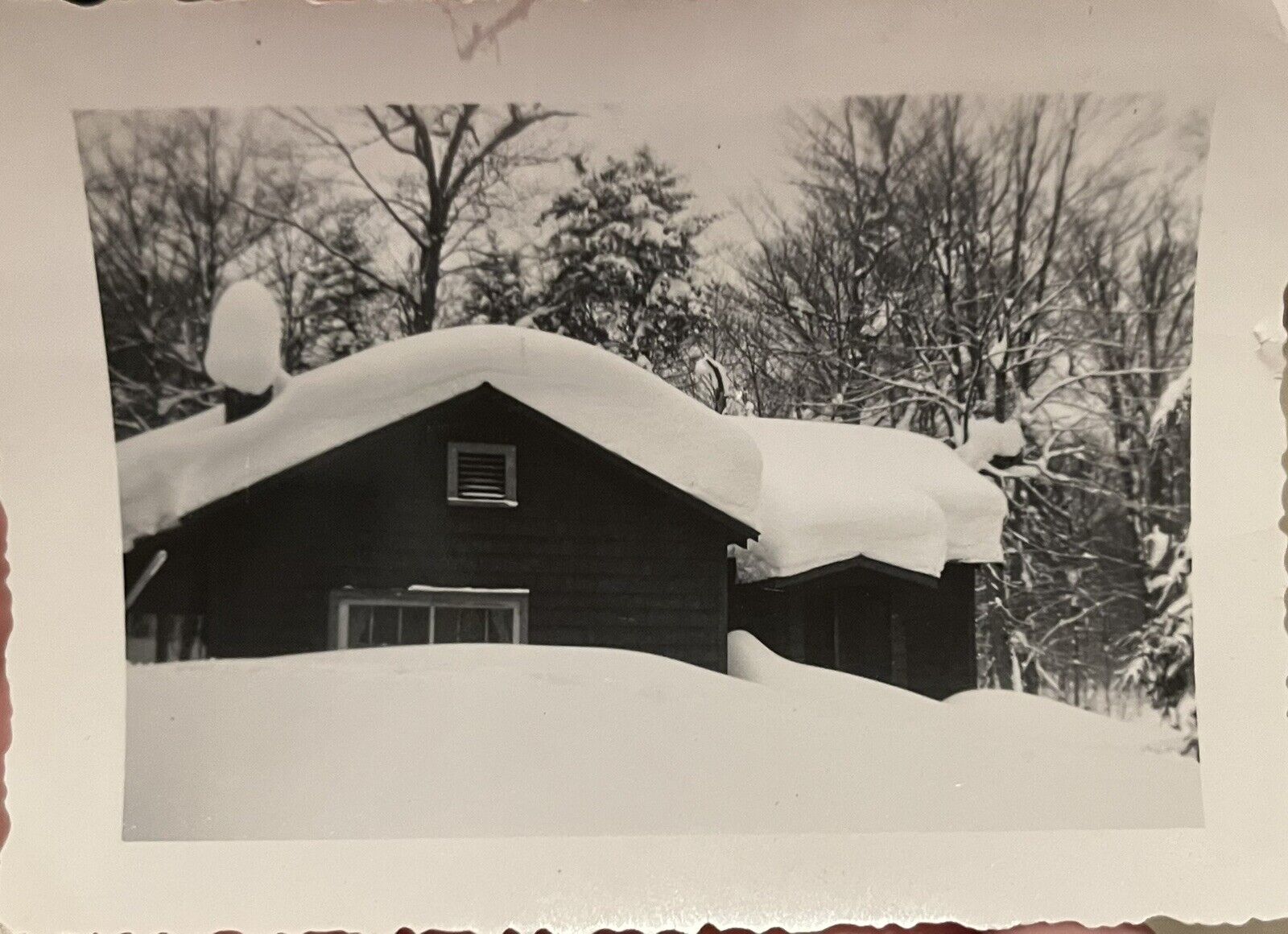 1947 Beaver River New York Stillwater NY Snowed In Camp Blizzard Photo Webb