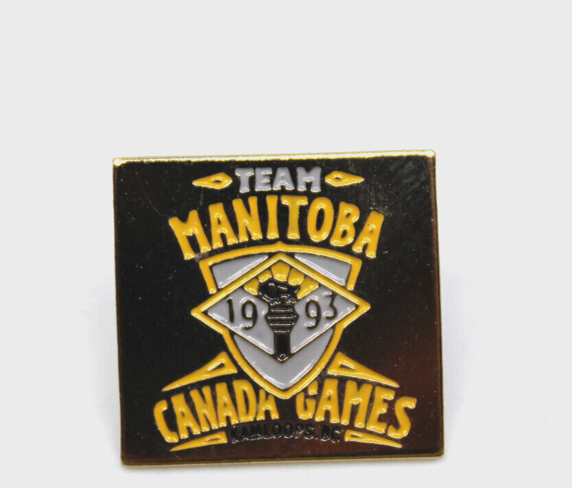 Team Manitoba 1993 Canada Games in Kamloops BC Square Collectible Pin Pinback