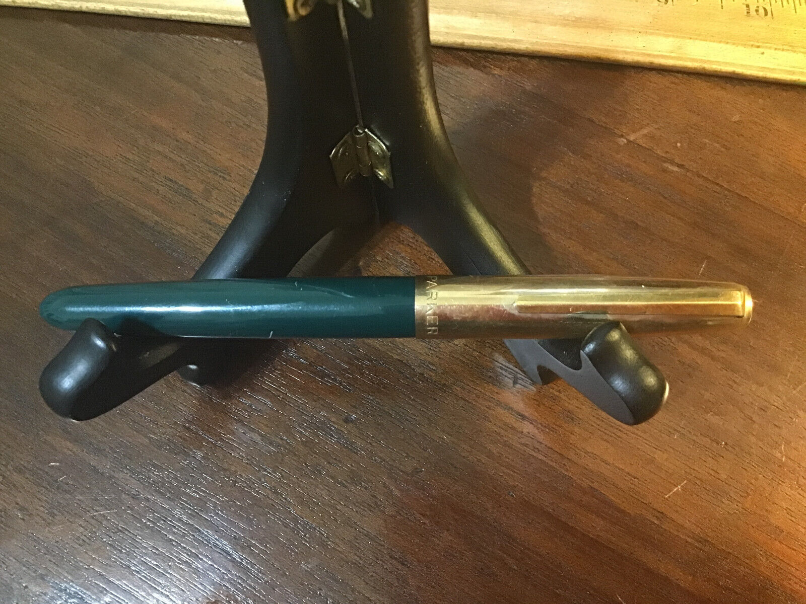Vtg Parker 51 Fountain Pen Green Barrel 1/10 12K Gold Filled Cap