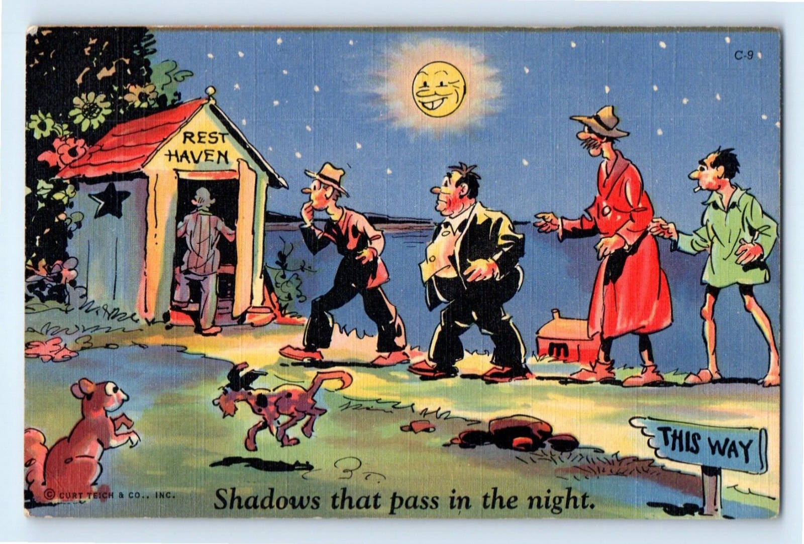 Vintage Comic Postcard “Rest Haven Shadows That Pass in the Night”