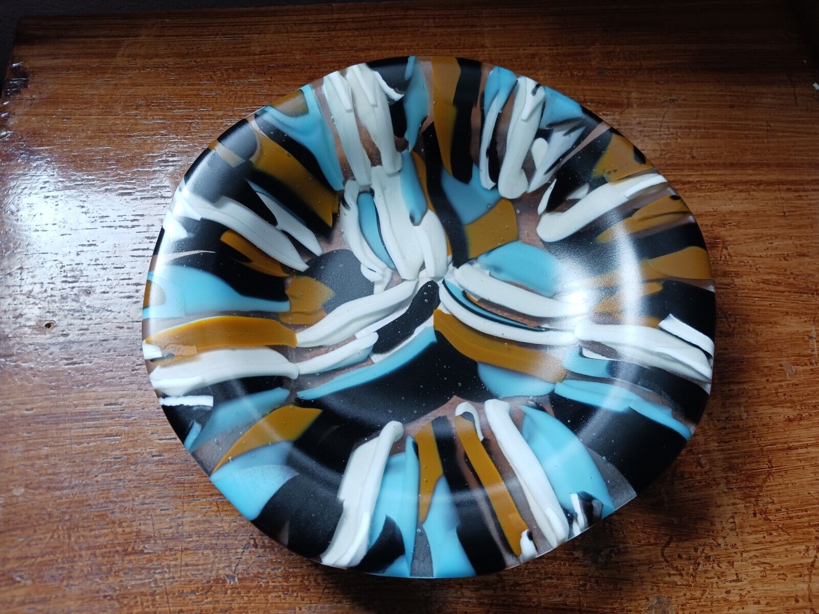 Stunning Art Glass Bowl Multi-Color Signed K. Hamilton
