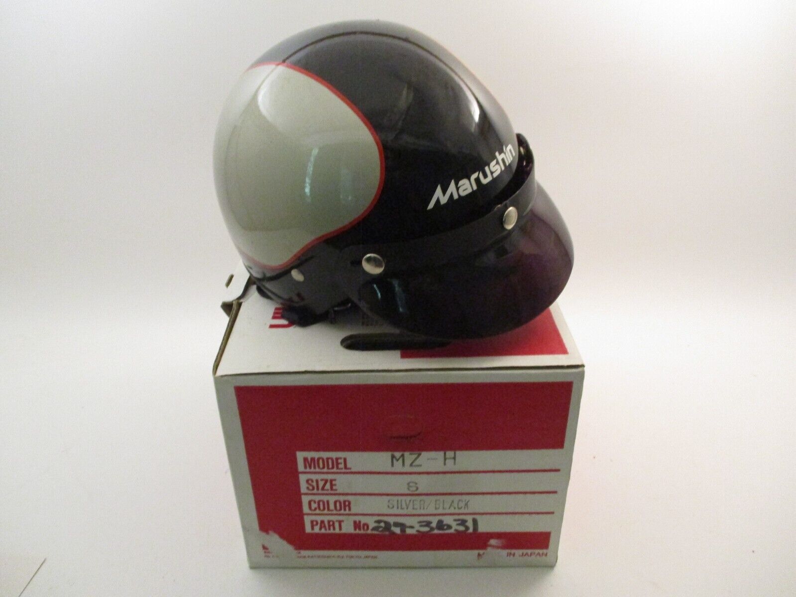 Vintage 1989 Marushin Half Motorcycle Helmet Police Style Small w Original Box