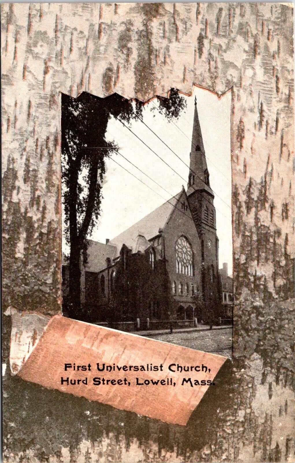 Postcard 1908 First Universalist Church Hurd Street Lowell MA D58