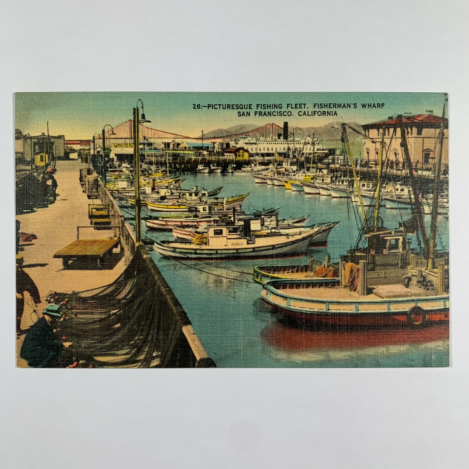 Postcard California San Francisco CA Fisherman's Wharf 1940s Linen Unposted